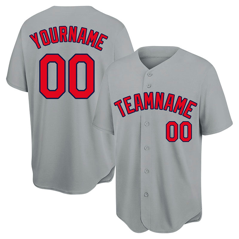 custom authentic baseball jersey gray-red-navy