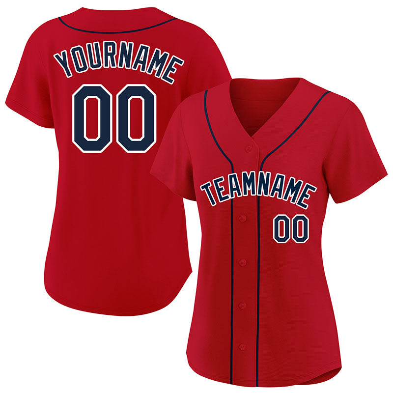 custom authentic baseball jersey red-navy-white