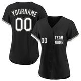 custom authentic baseball jersey black-white-gray