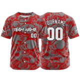 Custom Baseball Jersey Personalized Baseball Shirt for Men Women Kids Youth Teams Stitched and Print Red&Grey