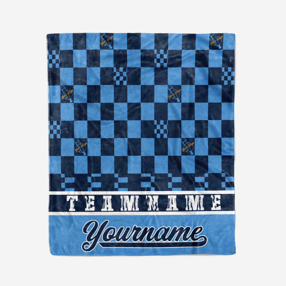 custom ultra-soft micro fleece blanket light blue-navy