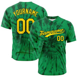 Custom Full Print Design Baseball Jersey green tie-dyed