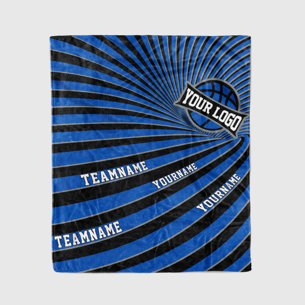 custom ultra-soft micro fleece blanket blue-black