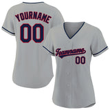 customized authentic baseball jersey gray navy-red mesh