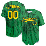 Custom Full Print Design Green Tie-Dyed Baseball Jersey