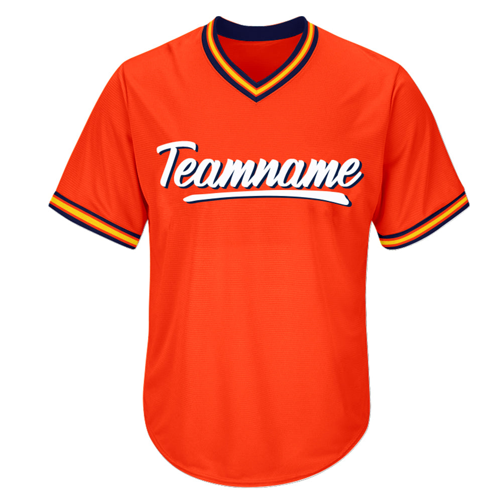 custom baseball jersey shirt orange-white-navy