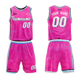 custom texture basketball suit kids adults personalized jersey rose red