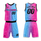 custom texture basketball suit kids adults personalized jersey rose red-blue
