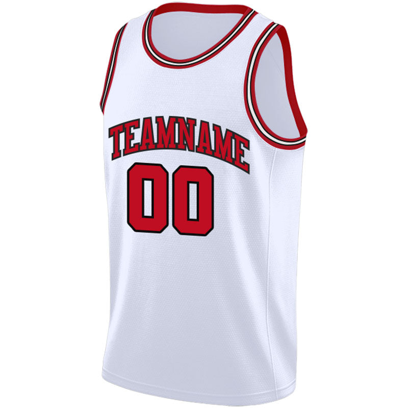 custom authentic  basketball jersey white-red-black