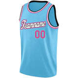 custom authentic  basketball jersey light blue-pink-white-black