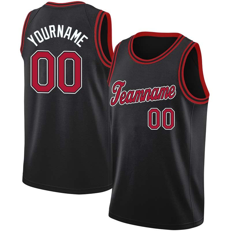 Custom Black Red Fade Fashion Authentic City Edition Basketball Jersey