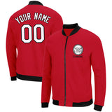 Custom Long Sleeve Windbreaker Jackets Uniform Printed Your Logo Name Number Red-White-Black
