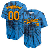 custom full print design authentic blue tie-dyed baseball jersey