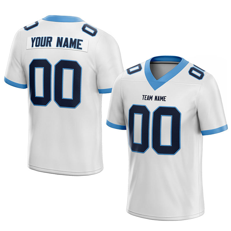 custom authentic football jersey white-powder blue-navy mesh