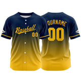 Custom Full Print Design Baseball Jersey yellow-navy