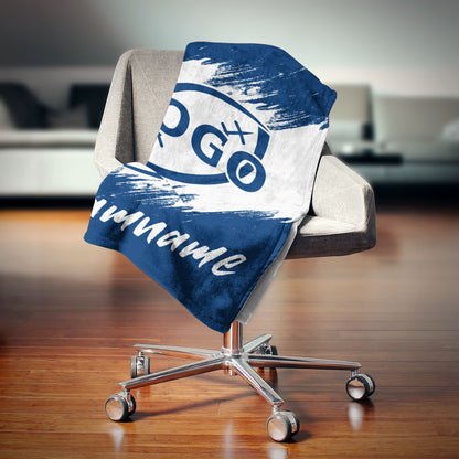 custom ultra-soft micro fleece blanket navy-white