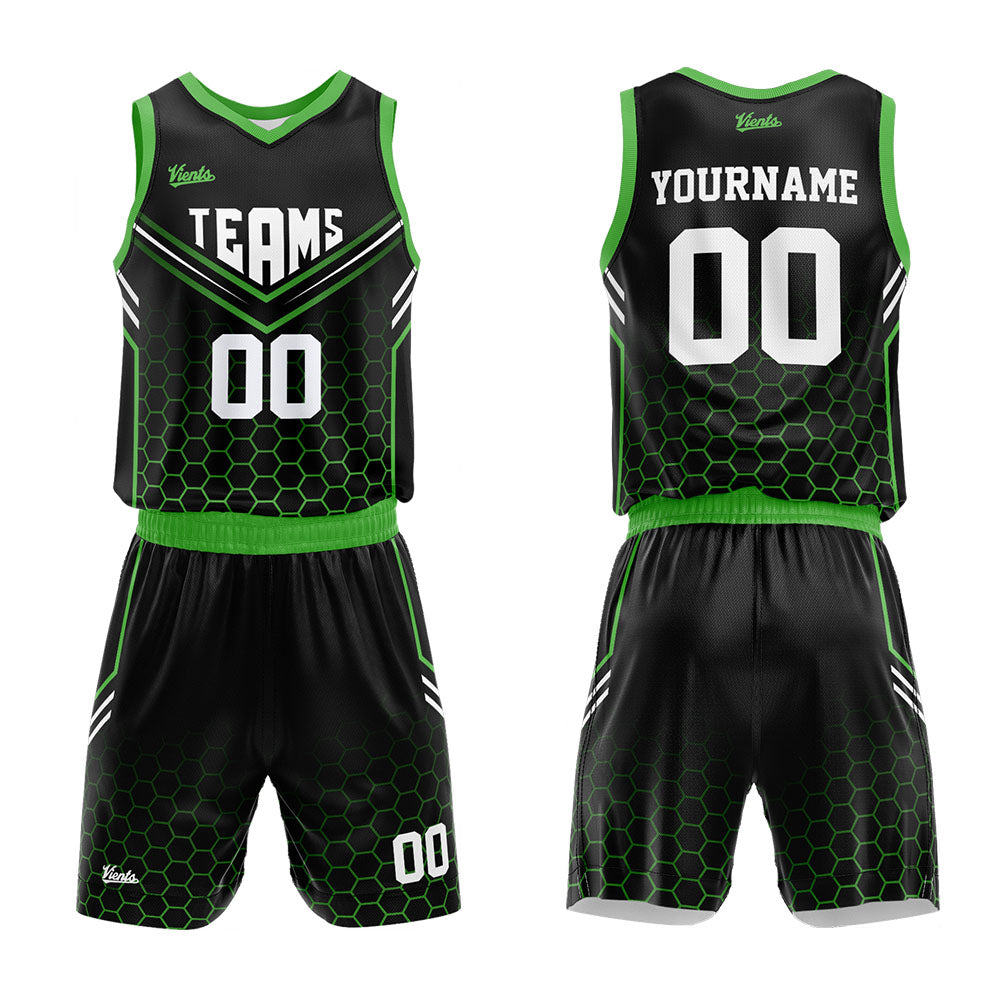 custom hive basketball suit kids adults personalized jersey black-green