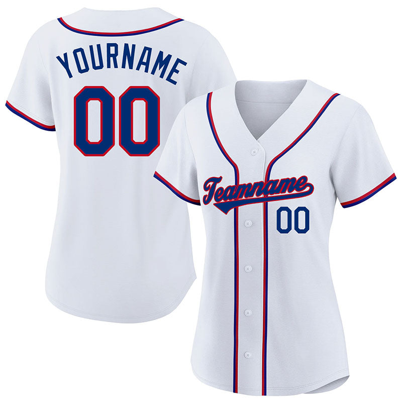 custom authentic baseball jersey white-royal-red