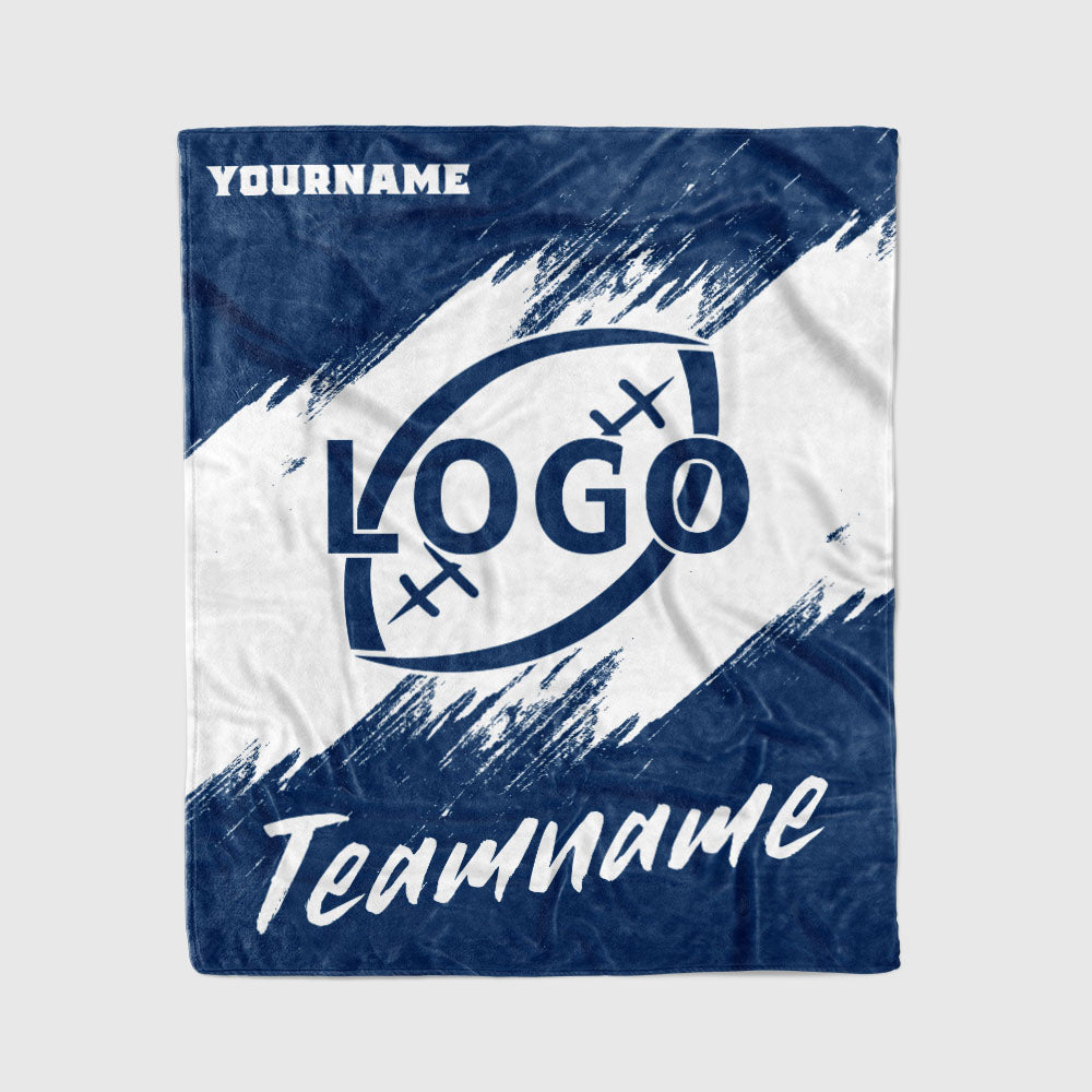 custom ultra-soft micro fleece blanket navy-white