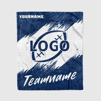 custom ultra-soft micro fleece blanket navy-white