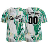 Custom Full Print Design Baseball Jersey green-white