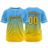 Custom Full Print Design Baseball Jersey yellow-light blue