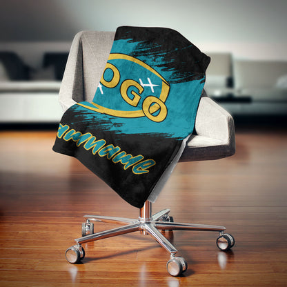 custom ultra-soft micro fleece blanket black-teal