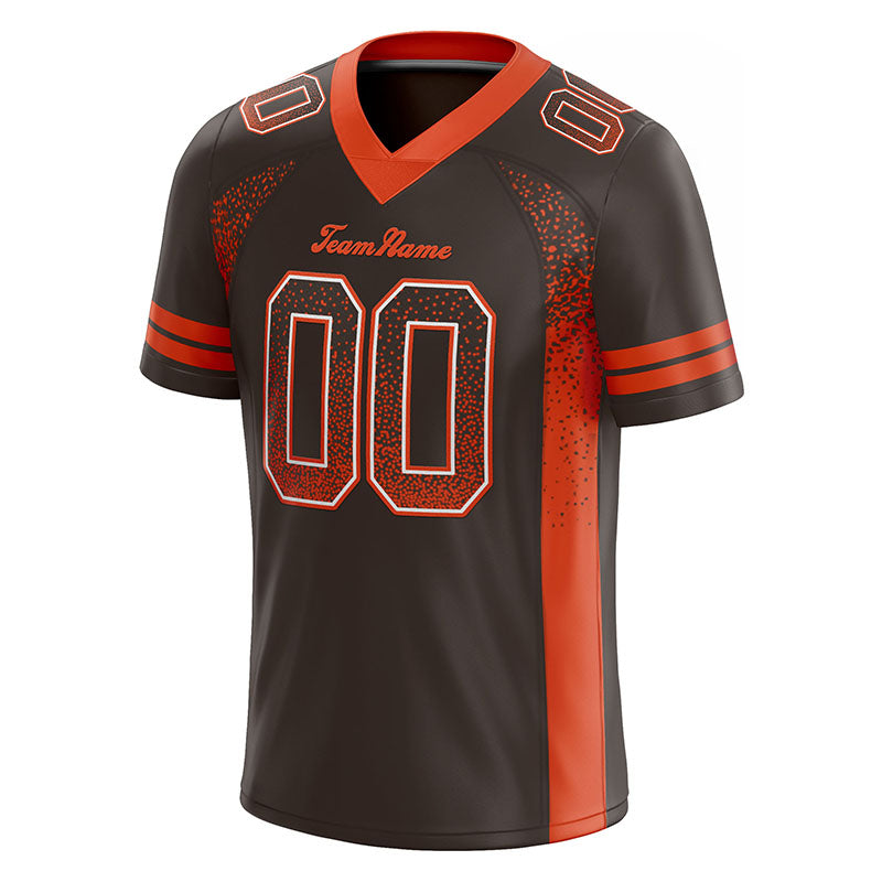 team custom authentic drift fashion football jersey brown-orange mesh