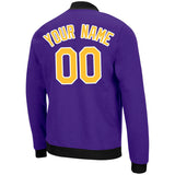 Custom Long Sleeve Windbreaker Jackets Uniform Printed Your Logo Name Number Purple-Yellow-White