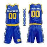 custom basketball suit for adults and kids  personalized jersey blue-yellow