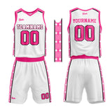 custom basketball suit for adults and kids  personalized jersey white-pink