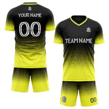 custom soccer set jersey kids adults personalized soccer black-yellow