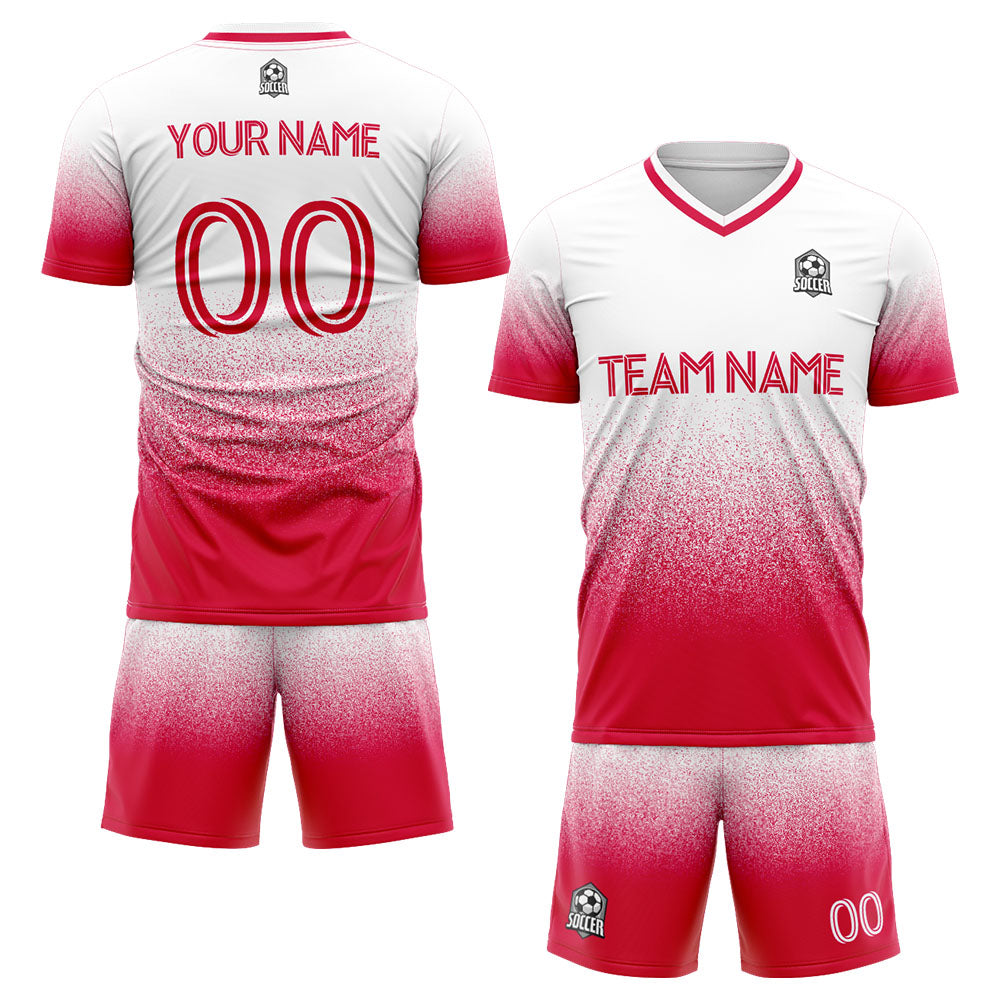 custom soccer set jersey kids adults personalized soccer red-white