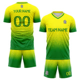 custom soccer set jersey kids adults personalized soccer yellow-green