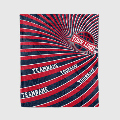 custom ultra-soft micro fleece blanket navy-red