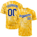 Custom Full Print Design Baseball Jersey yellow tie-dyed
