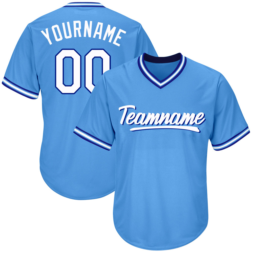custom baseball jersey shirt light blue-white-royal default title