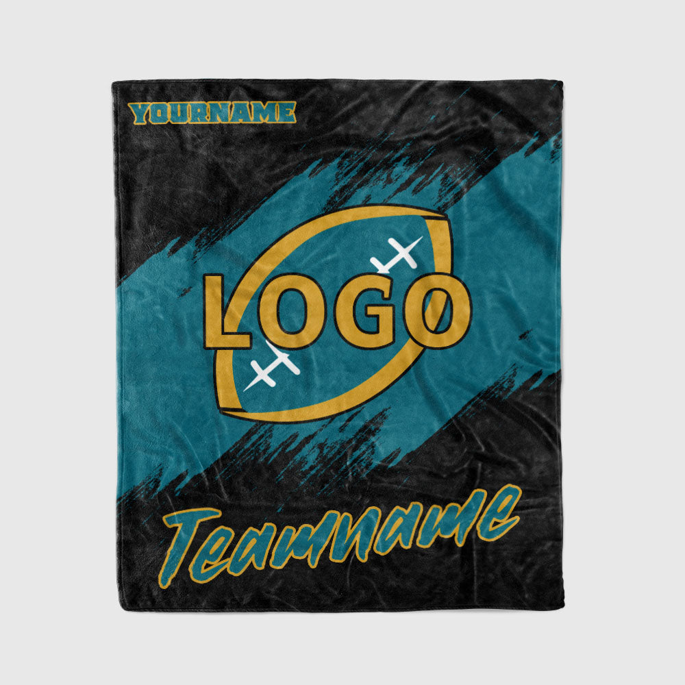 custom ultra-soft micro fleece blanket black-teal