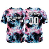 Custom Full Print Design Baseball Jersey pink-black-blue