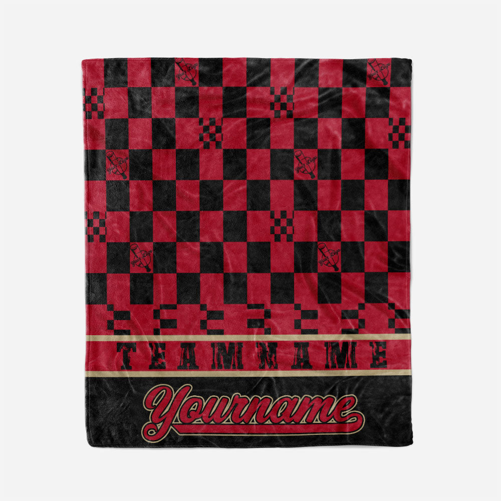 custom ultra-soft micro fleece blanket black-red