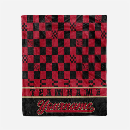 custom ultra-soft micro fleece blanket black-red