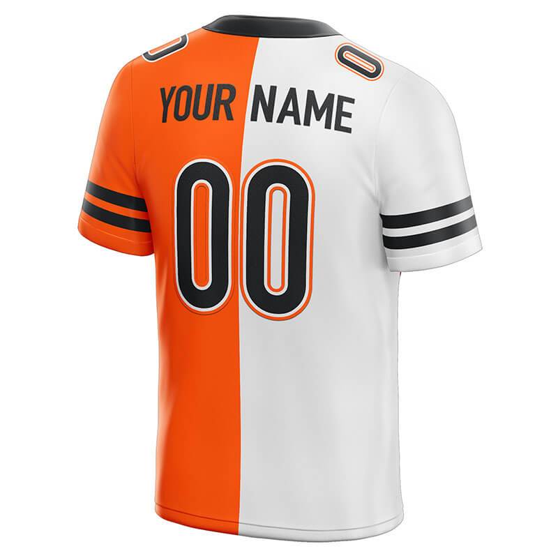 custom authentic split fashion football jersey brown-white-orange mesh