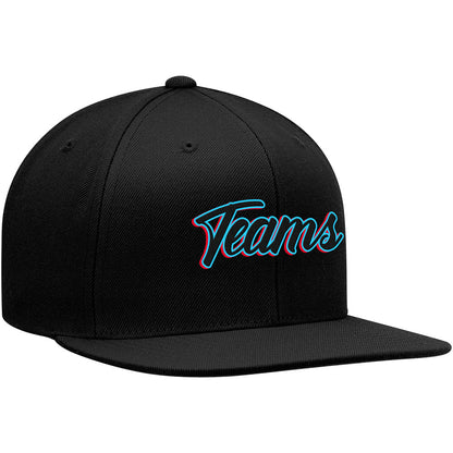 custom authentic hat black-light blue-red
