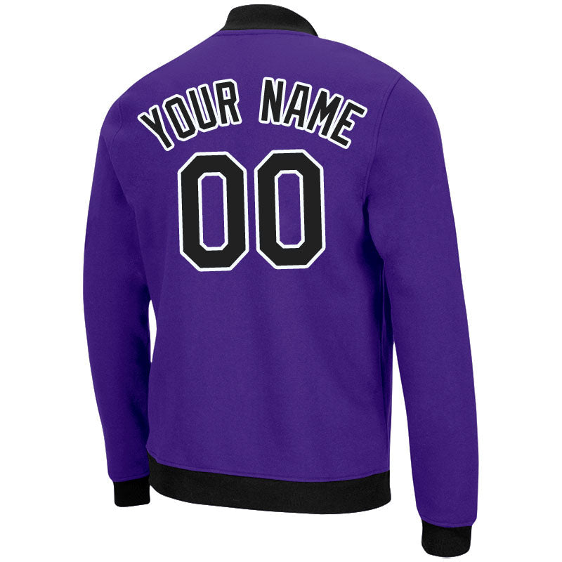 Custom Long Sleeve Windbreaker Jackets Uniform Printed Your Logo Name Number Purple-Black-White