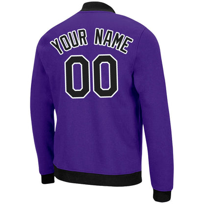 Custom Long Sleeve Windbreaker Jackets Uniform Printed Your Logo Name Number Purple-Black-White