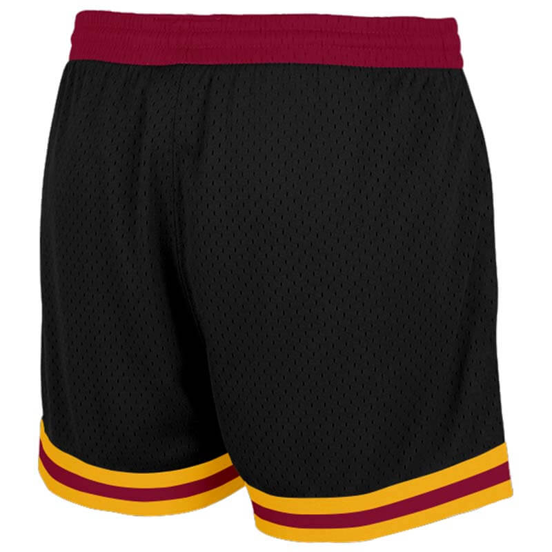 custom crimson-yellow-black authentic throwback basketball shorts