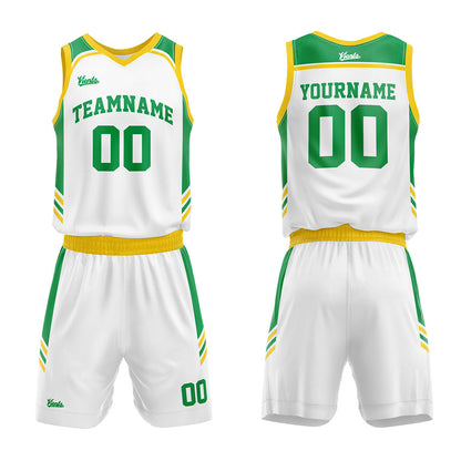 custom basketball suit for adults and kids  personalized jersey white-yellow