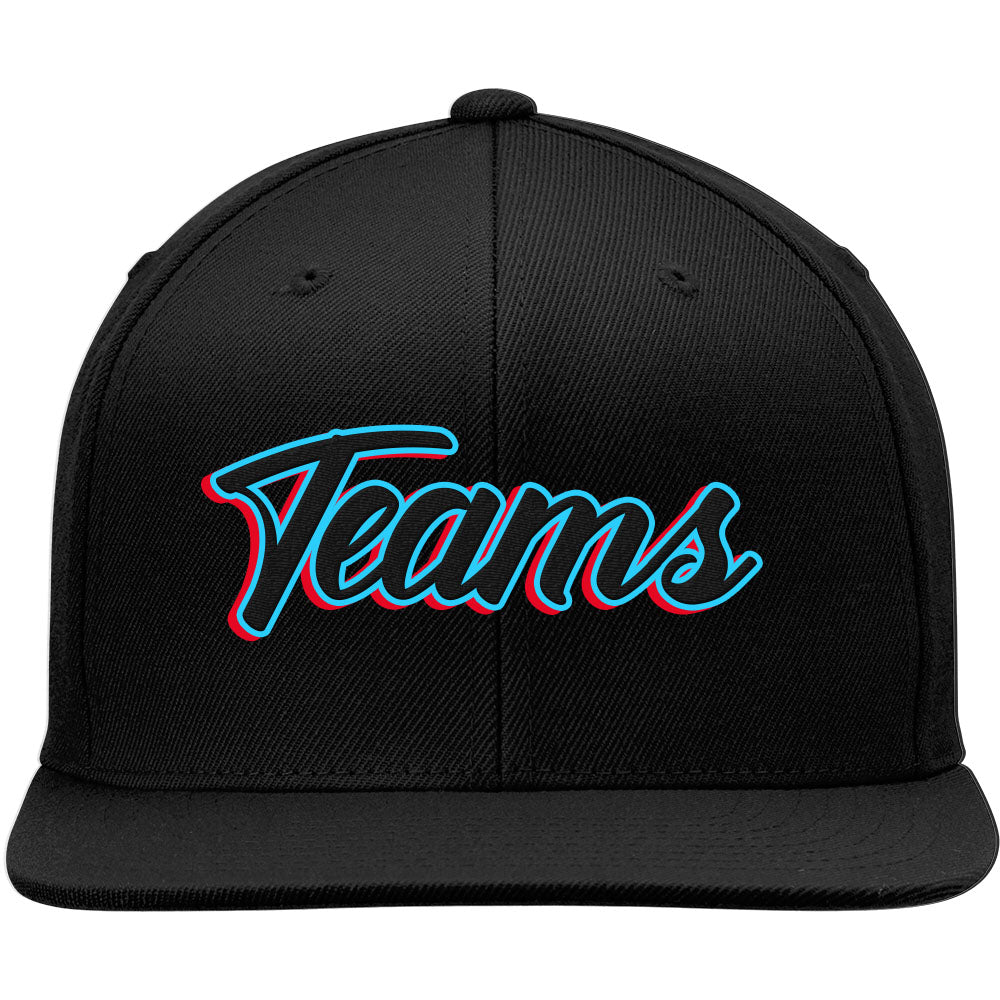 custom authentic hat black-light blue-red black-light blue-red