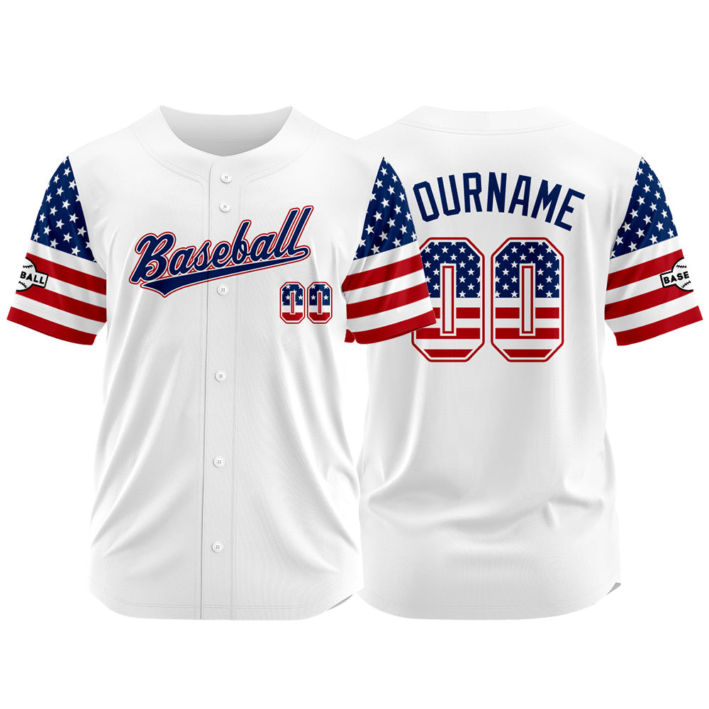 Custom Full Print Design Baseball Jersey us flag