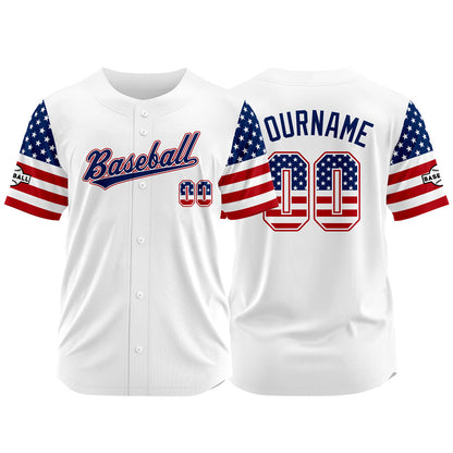 Custom Full Print Design Baseball Jersey us flag